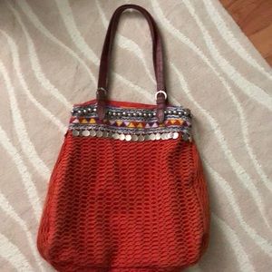 Roomy crochet boho shoulder bag.